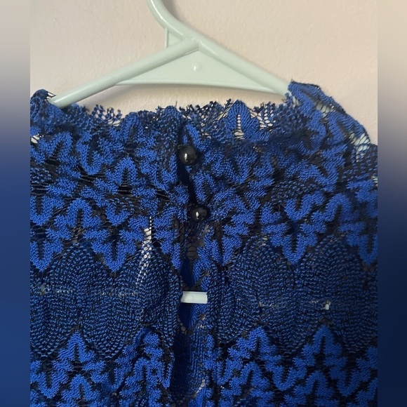 Free People Simone Lace Mini Woman's Blue Dress Size X Small - Picture 4 of 8